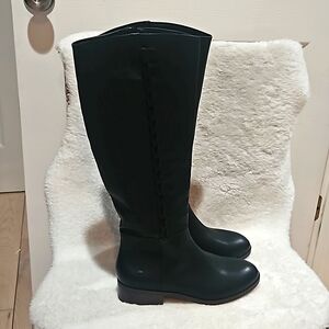 Lucy Brand Carrima Women Black Fully Zipper High Knee Vegan Leather Boots Size7M